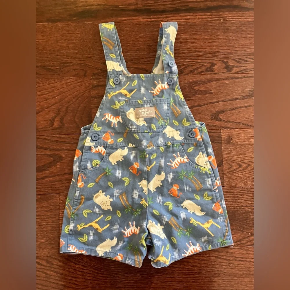 Vintage Y2K Oshkosh Jungle Animal Safari Print Overalls 24 mo